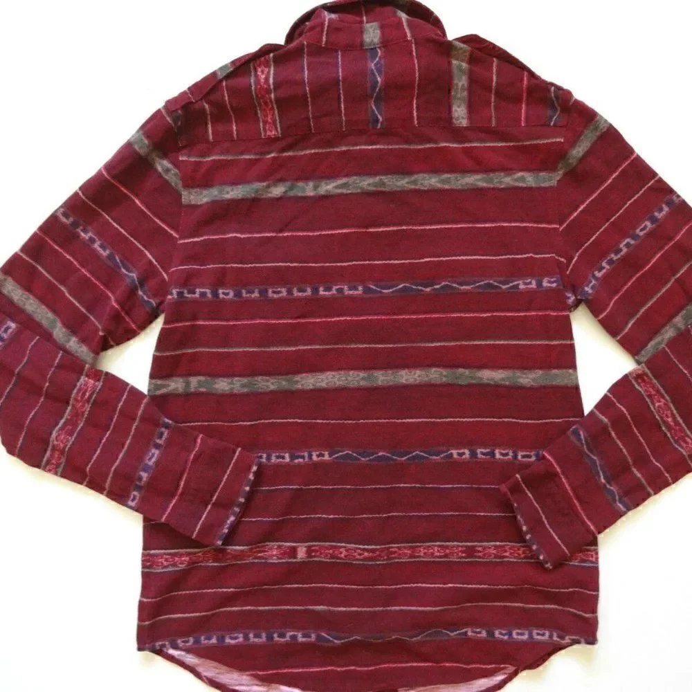 Polo Ralph Lauren Southwest Red Desert Print Cotton Mesh Knit Button Up Shirt